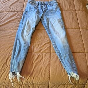 Joe's Jeans Light Blue Distressed Cropped Jeans